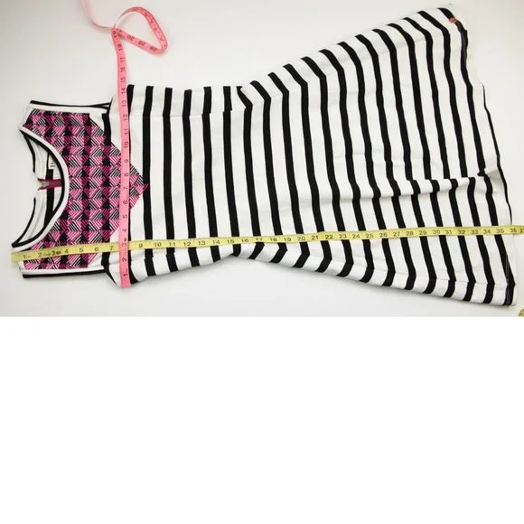 Hatley Sarah Dress Mini Fit + Flare Embroidered Stretch Black White Pink Size XS - Picture 6 of 7